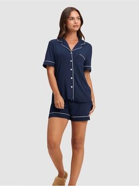 Cozy Earth NWT Bamboo Stretch Knit Pajama Set - Navy - Size Medium